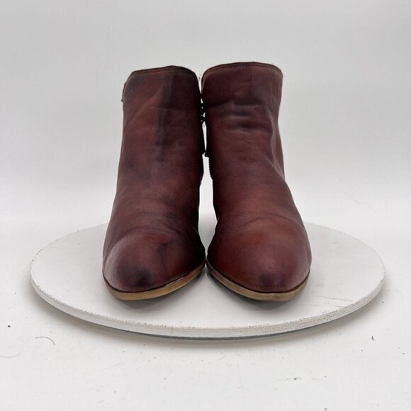 Frye Judith Women Size 10M Cognac Brown Leather Ankle Zip Block Heel Boot - Picture 12 of 15